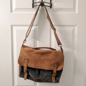 Leather & Canvas Messenger Bag